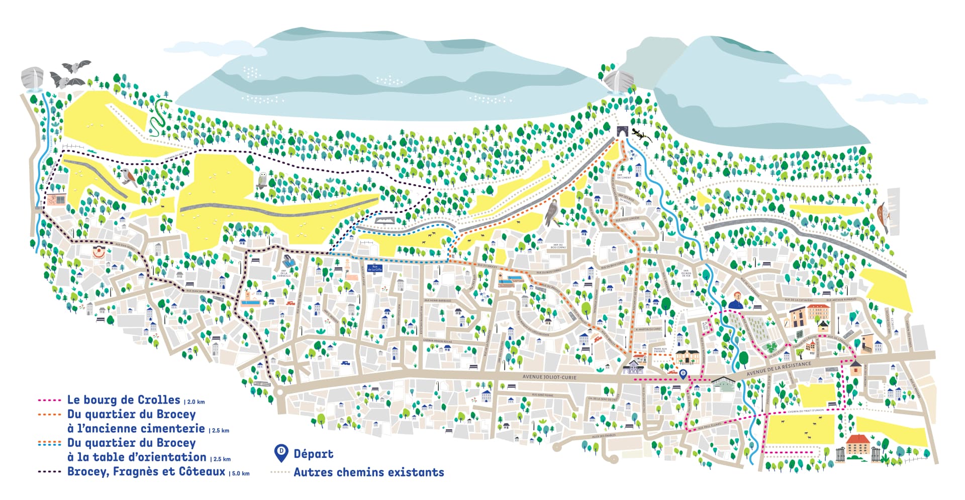Plan général, départ de la mairie